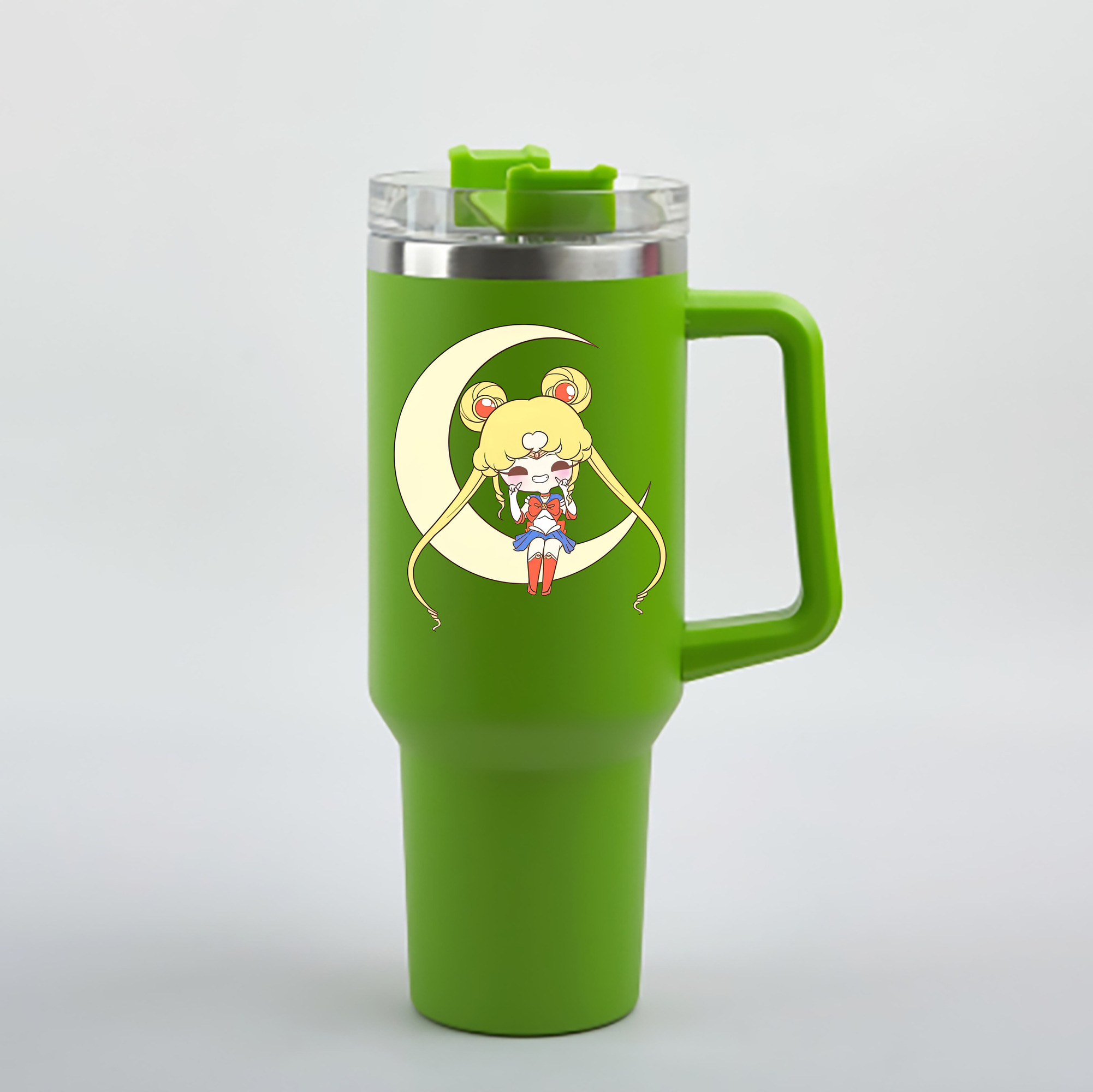 （画像用） 美少女戦士セーラームーン 月野 うさぎ つきの うさぎ Sailor Moon Tsukino Usagi 1200mL車用タンブラー - クリスタルステッカー（プラスチックストロー付き）